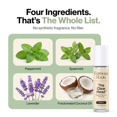 Four ingredients - peppermint, spearmint, lavender and fractionated coconut oil